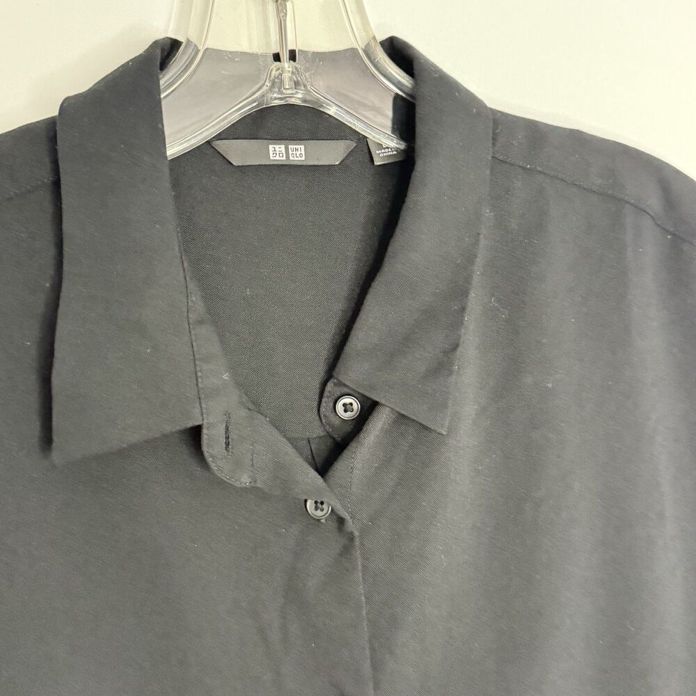 Uniqlo Women's Sleeveless Shirt Size L Black Up Collared Casual Summer - Picture 10 of 16